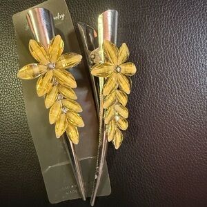 Yellow Floral Hair Clips